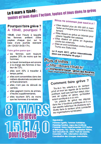 Grève des femmes pour l'Egalité 8 mars 15h40