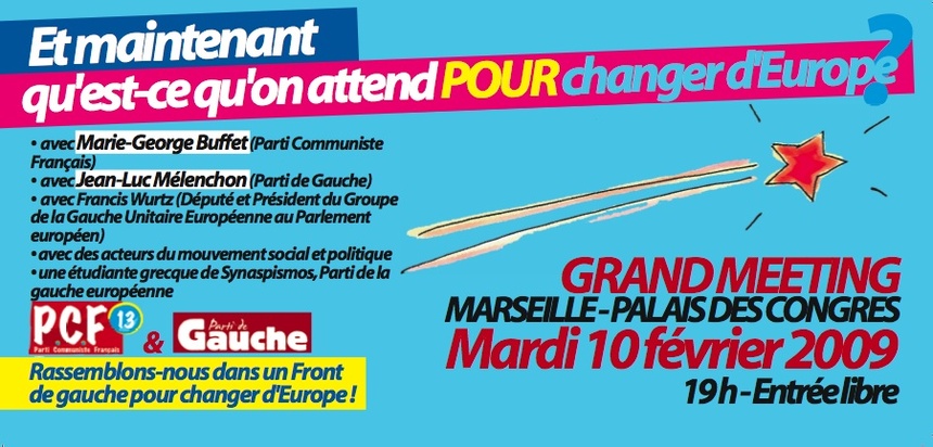 Europe: Meeting commun PCF-PG Mardi 10 février à Marseille