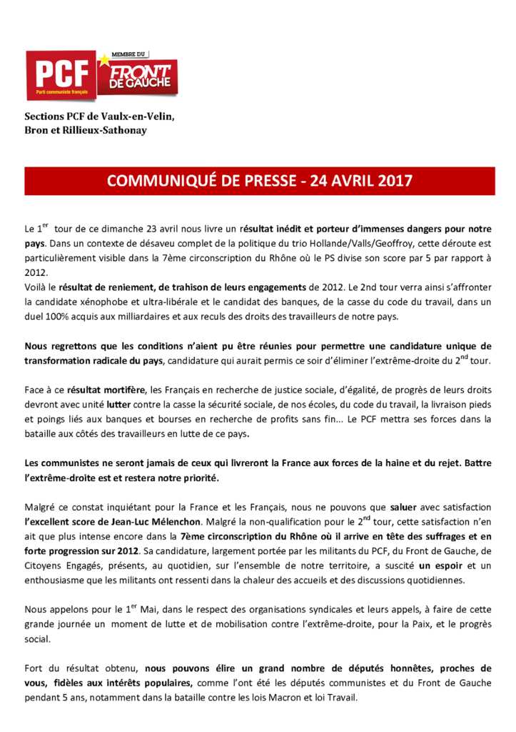 Jean-Luc Mélenchon en tête dans la 7ème circonscription du Rhône Jean-Luc Mélenchon en tête dans la 7ème circonscription du Rhône