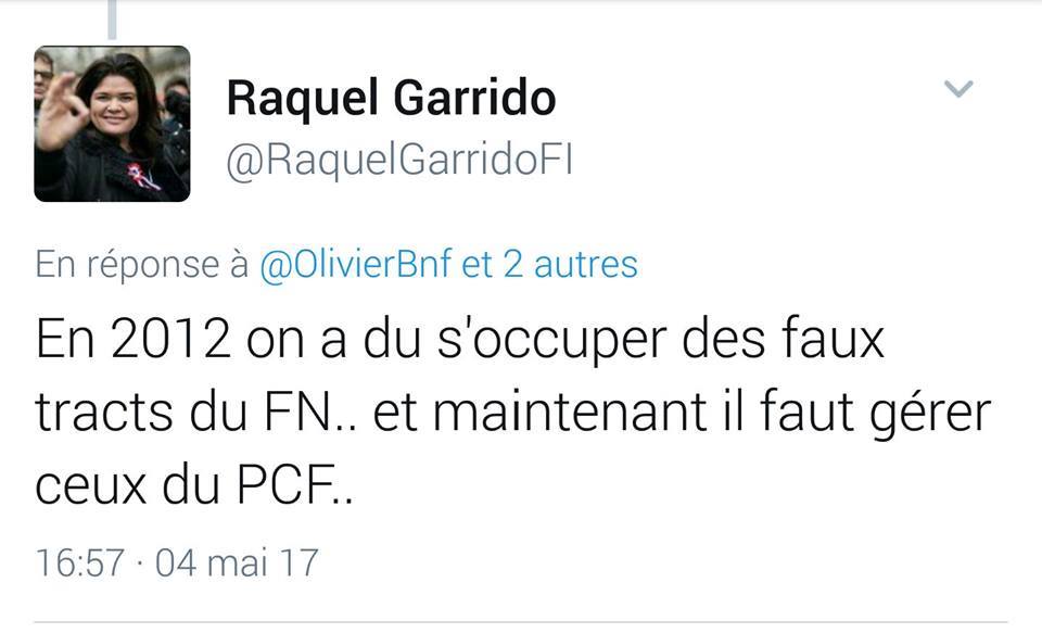 L'abject tweet de Raquel Garrido (PG/FI) sur le PCF L'abject tweet de Raquel Garrido (PG/FI) sur le PCF