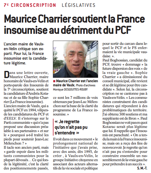 Vaulx-en-Velin: L'ennemi de la FI sera donc ... le PCF