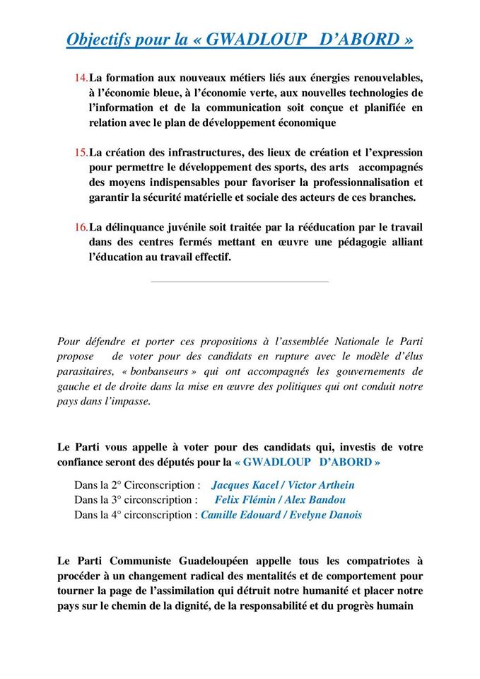 Le Parti Communiste Guadeloupéen (PCG) lance les législatives pour "la Gwadloup d'abord"