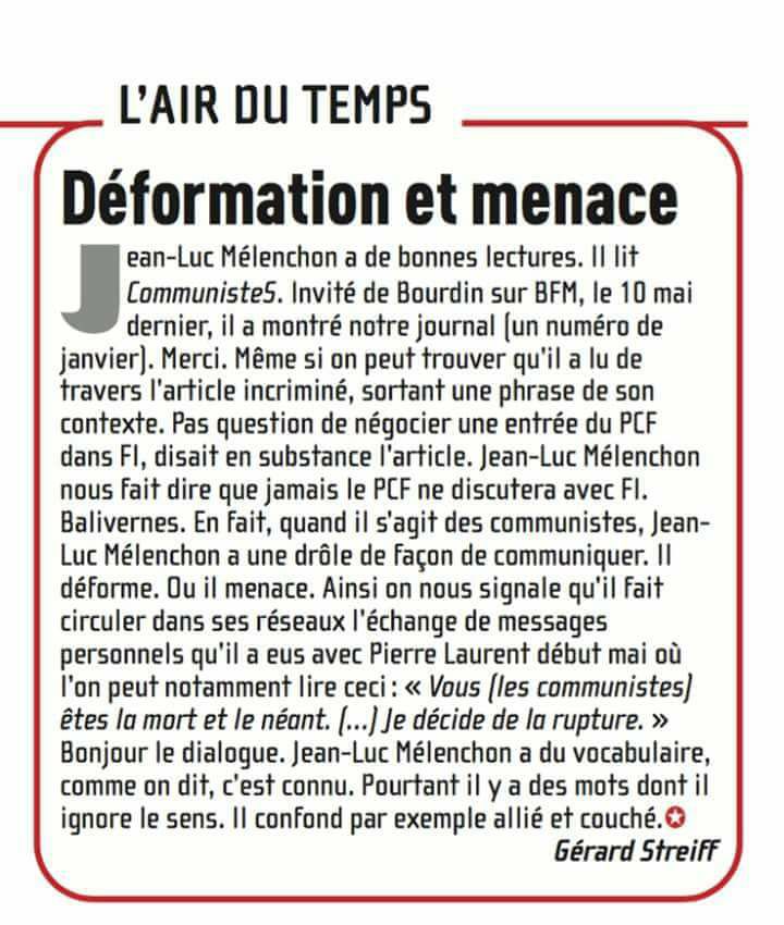 PCF/FI : CommunisteS remet les points sur les "i" PCF/FI : CommunisteS remet les points sur les "i"