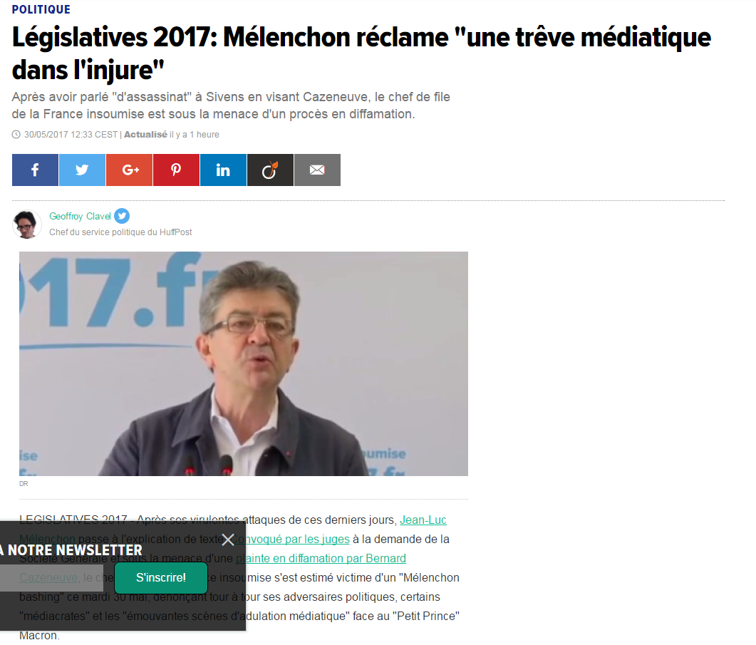 Mélenchon réclame "une trêve médiatique dans l'injure"