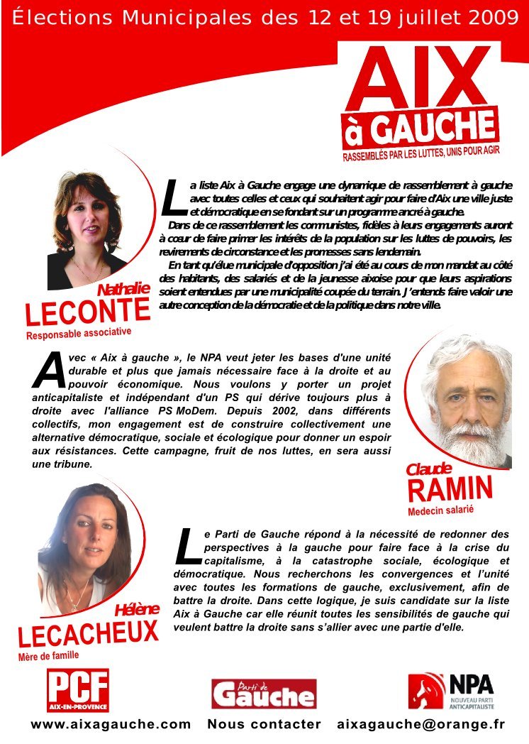 Municipales: Aix à Gauche sur le pont Municipales: Aix à Gauche sur le pont