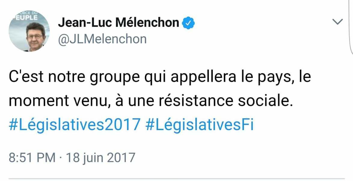 Non il y a déjà une organisation pour appeler à la "résistance sociale", la CGT