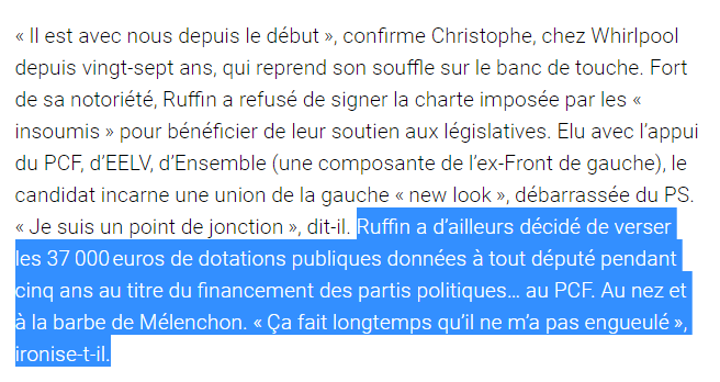 François Ruffin a versé les 37 000 euros de dotations publiques au PCF François Ruffin a versé les 37 000 euros de dotations publiques au PCF
