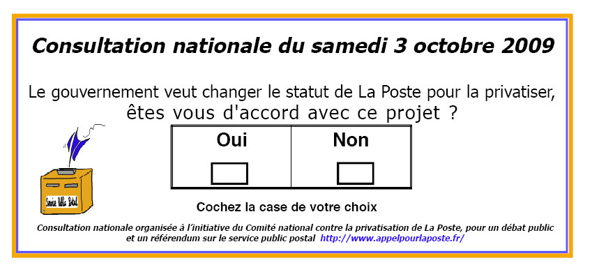 Contre le processus de privatisation de La Poste, pour un service public de qualité !