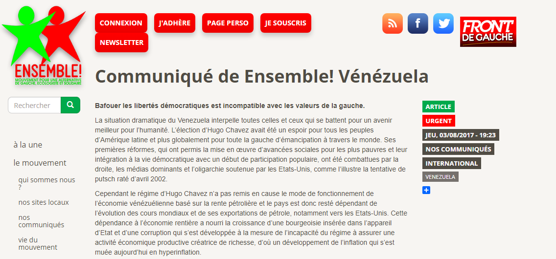 Venezuela : Après l'Ukraine, Ensemble s'égare