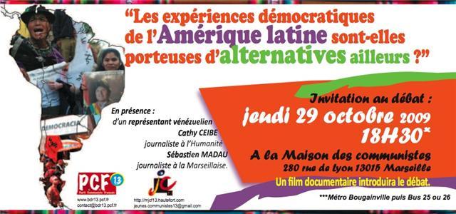 Colloc PCF 13 : "Les expériences démocratiques de l'Amérique latine sont elles porteuses d'alternatives ailleurs ?" Colloc PCF 13 : "Les expériences démocratiques de l'Amérique latine sont elles porteuses d'alternatives ailleurs ?"