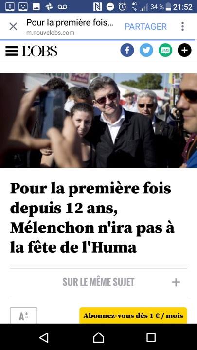 Jean Luc Mélenchon n'ira pas à la Fête de l'Huma