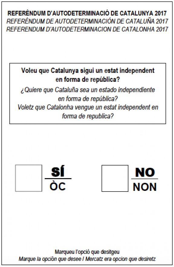 "Voleu que Catalunya sigui un estat independent en forma de república?"