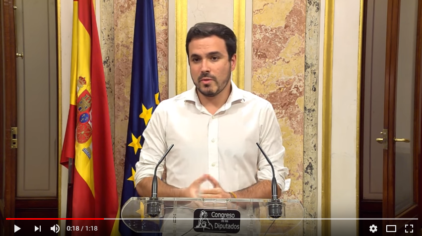 Alberto Garzón (Izquierda Unida) demande à Rajoy d'ouvrir une période de négociation
