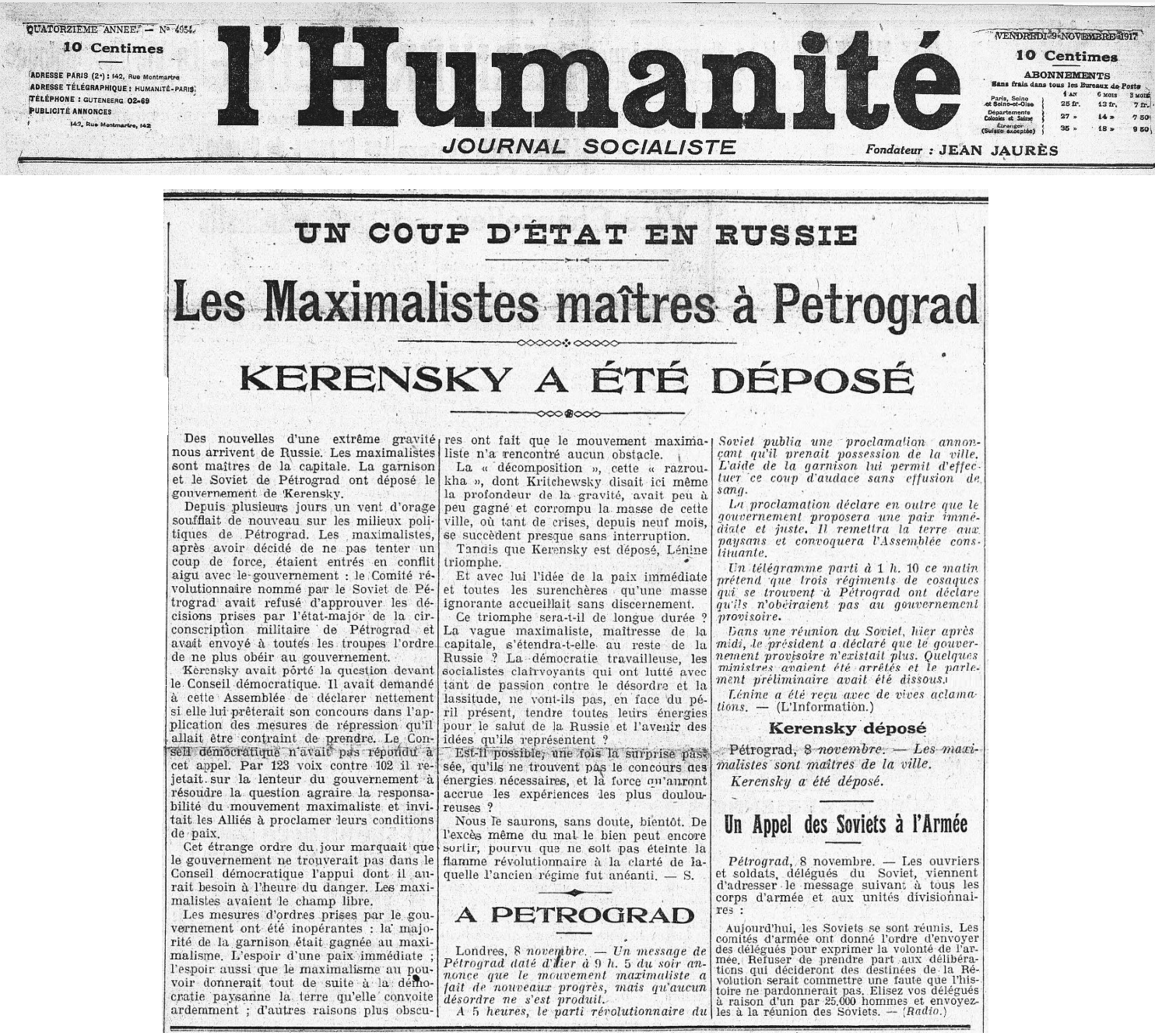 Journal du 9 novembre 1917