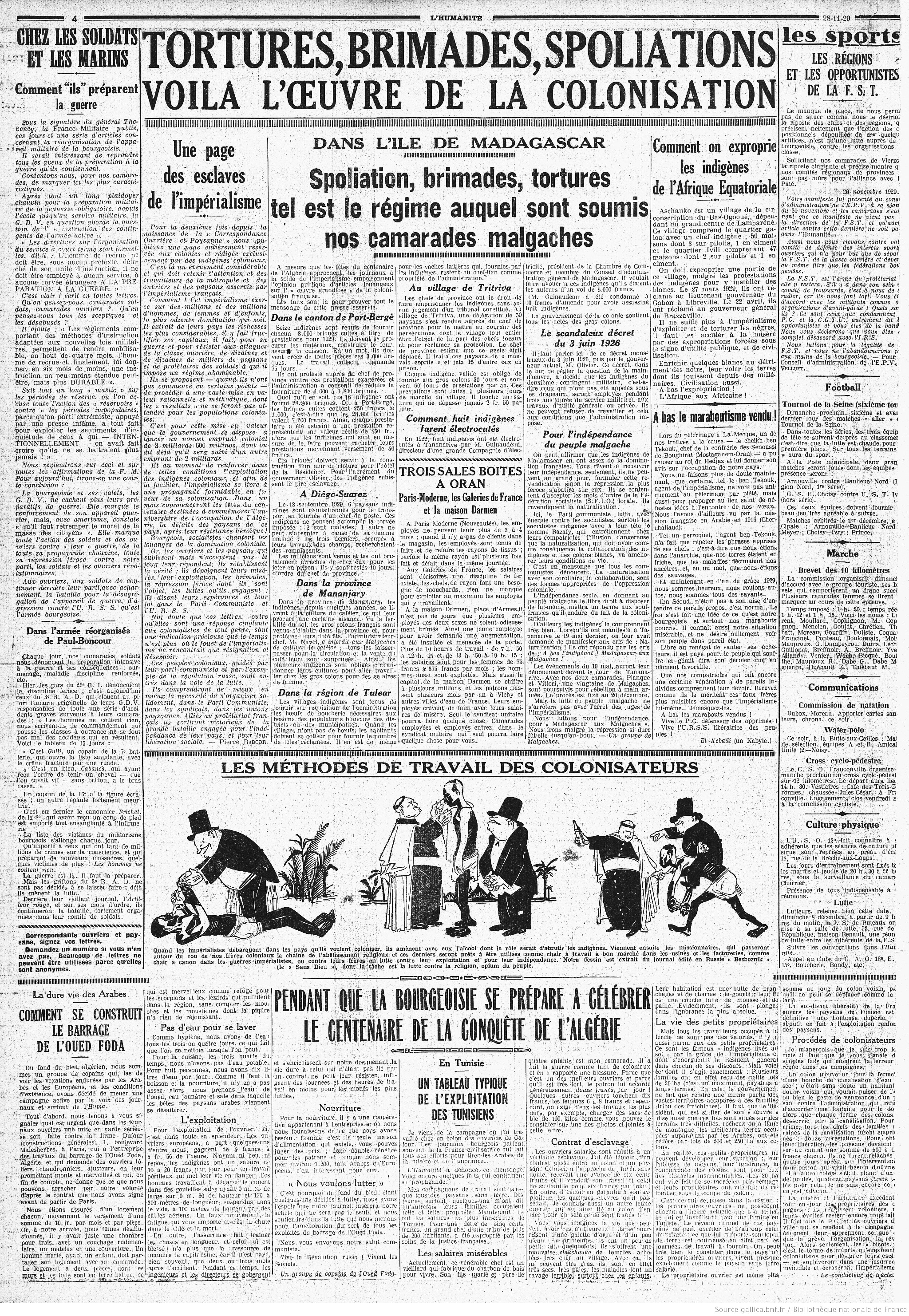 "L'Humanité" donne la parole aux peuples colonisés "L'Humanité" donne la parole aux peuples colonisés