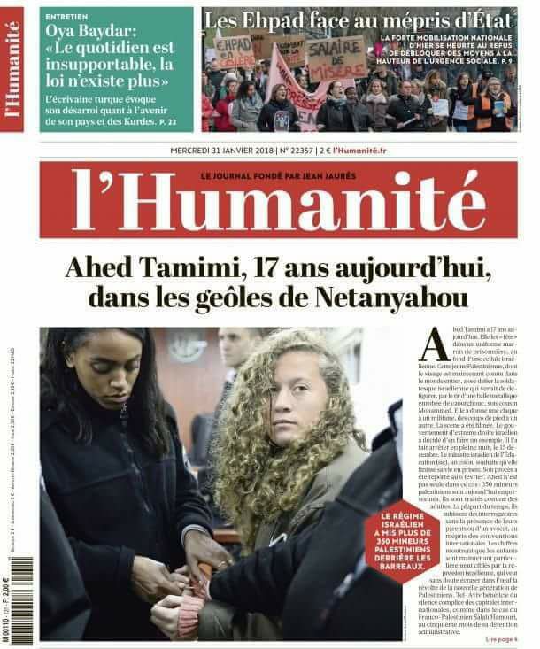 Ahed Tamimi, 17 ans ce mercredi, dans les geôles de Netanyahou