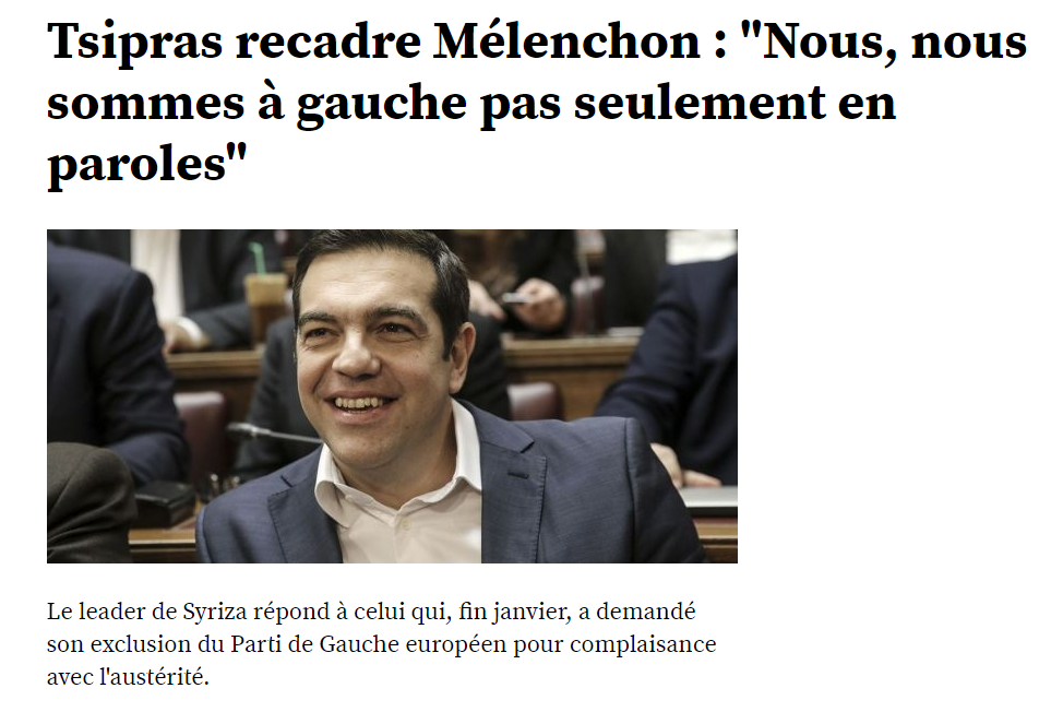 Alexis Tsipras : "Nous sommes plus à gauche que Mélenchon" (où comment justifier l'injustifiable)