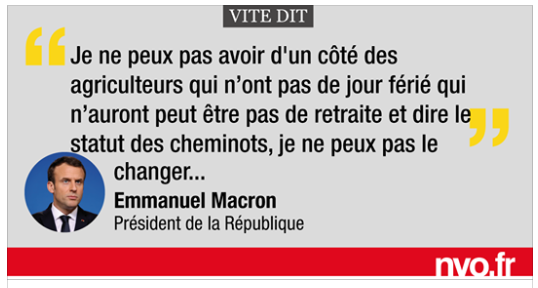 Comparer la misère de nombreux agriculteurs au statut des cheminots, Macron ose cette honteuse comparaison