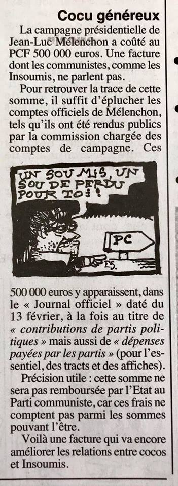 Les 500.000€ du PCF pour la campagne de Jean-Luc Mélenchon seront-ils remboursés ?