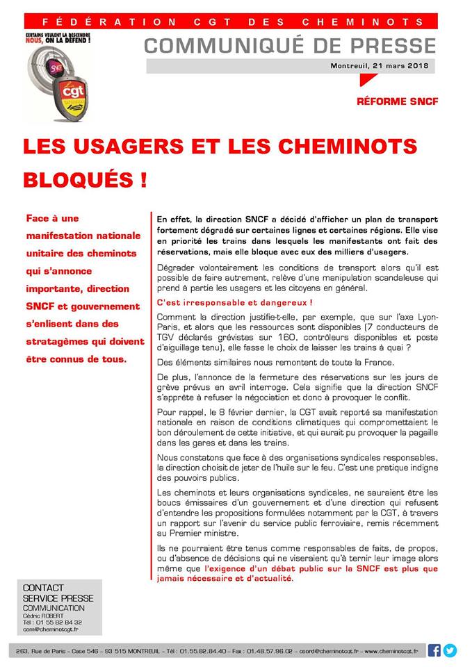 Cheminot.e.s et usagers pris.e.s en otage par la SNCF et le gouvernement Cheminot.e.s et usagers pris.e.s en otage par la SNCF et le gouvernement