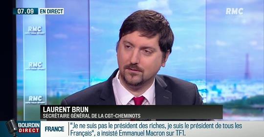 Laurent Brun (CGT-Cheminots) sur RMC: "Le Président a raconté quelques carabistouilles"