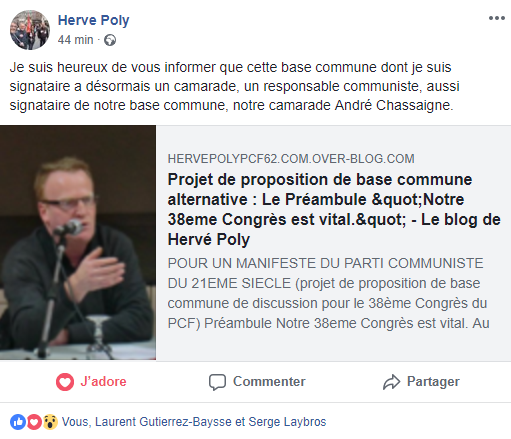André Chassaigne signataire d'un texte alternatif pour le 38ème congrès ?
