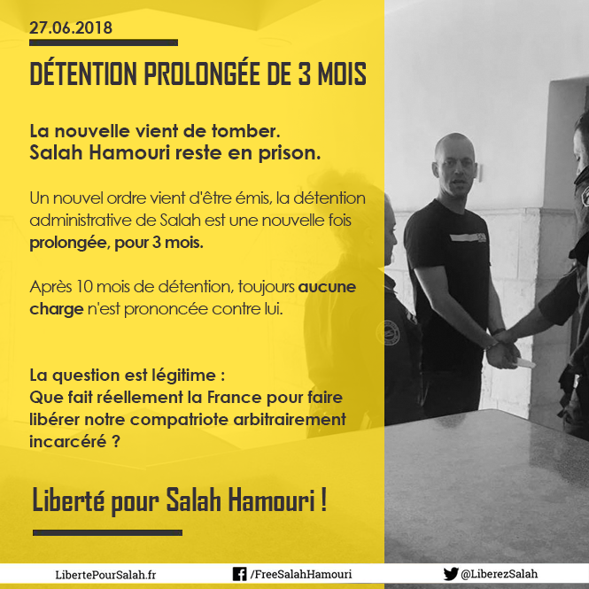 Salah Hamouri fera 3 mois de prison supplémentaire, tel en a décidé l'occupant israélien Salah Hamouri fera 3 mois de prison supplémentaire, tel en a décidé l'occupant israélien