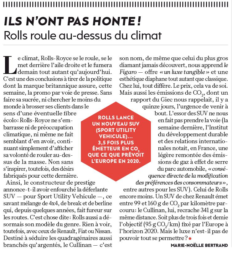 La bourgeoisie, le luxe, le réchauffement climatique, et Rolls-Royce