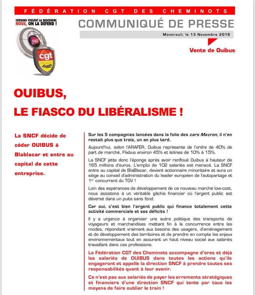 Vente de Oui Bus : Le fiasco du libéralisme ! (CGT) Vente de Oui Bus : Le fiasco du libéralisme ! (CGT)
