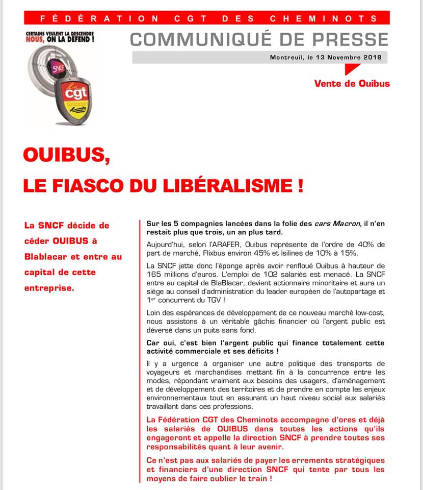 Vente de Oui Bus : Le fiasco du libéralisme ! (CGT)