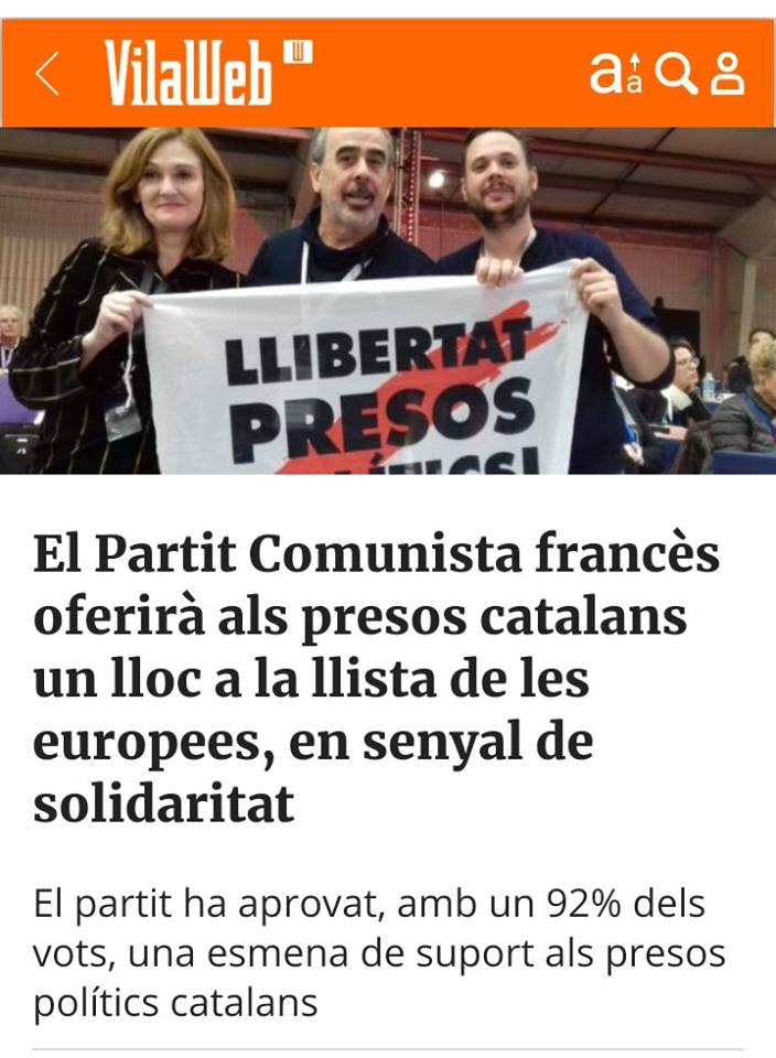 Le congrès du PCF demande la libération des prisonniers politiques catalans Le congrès du PCF demande la libération des prisonniers politiques catalans