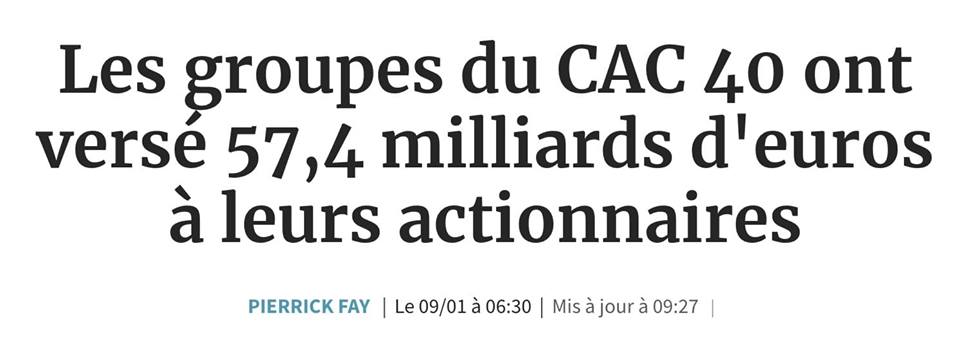 CAC 40 : Le ruissellement c'est pour ... Les actionnaires CAC 40 : Le ruissellement c'est pour ... Les actionnaires