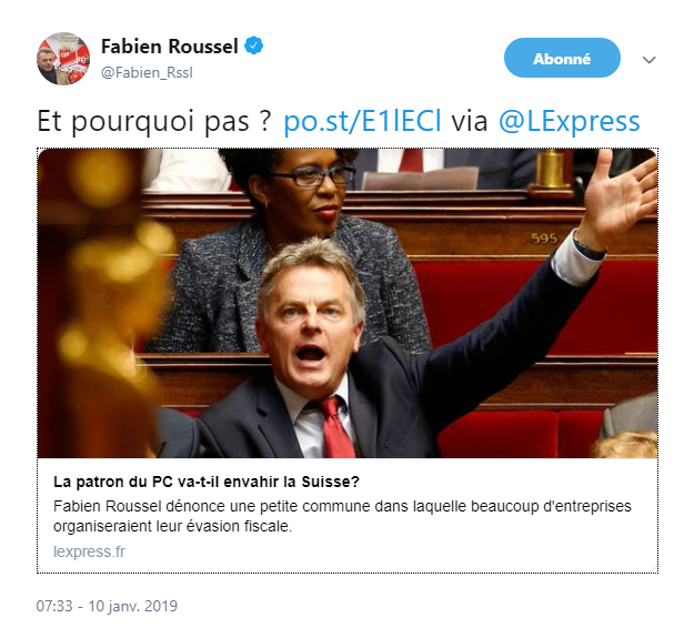 Fabien Roussel (PCF) veut-il envahir la Suisse ? "Pourquoi pas" répond-il