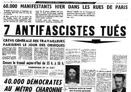 Ne jamais oublier le massacre du métro Charonne du 8 février 1962
