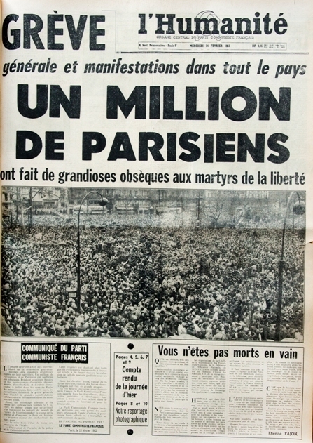 Ne jamais oublier le massacre du métro Charonne du 8 février 1962