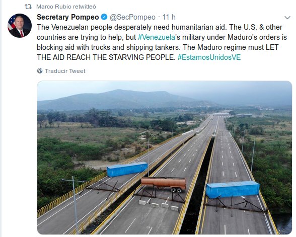 Diosdado Cabello à Marco Rubio: "Le pont de Las Tienditas n’a jamais été mis en service"