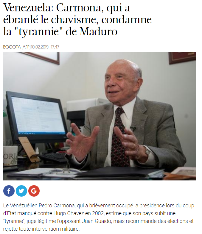 L'AFP déterre un ancien putschiste pour trouver des soutiens au putschiste Guaido L'AFP déterre un ancien putschiste pour trouver des soutiens au putschiste Guaido