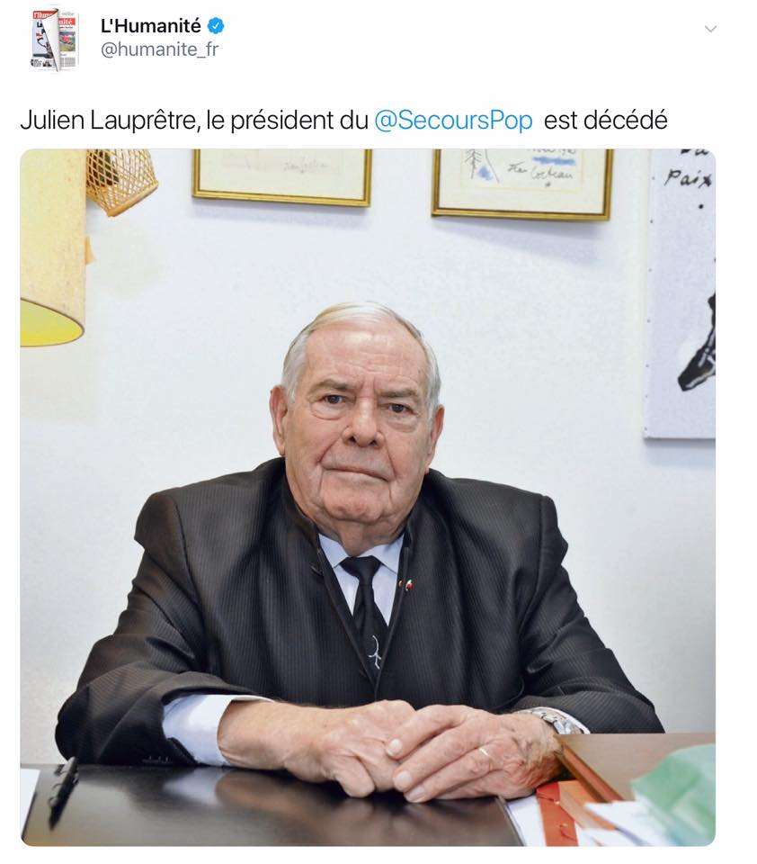 Julien Lauprêtre, Président du Secours populaire, est décédé