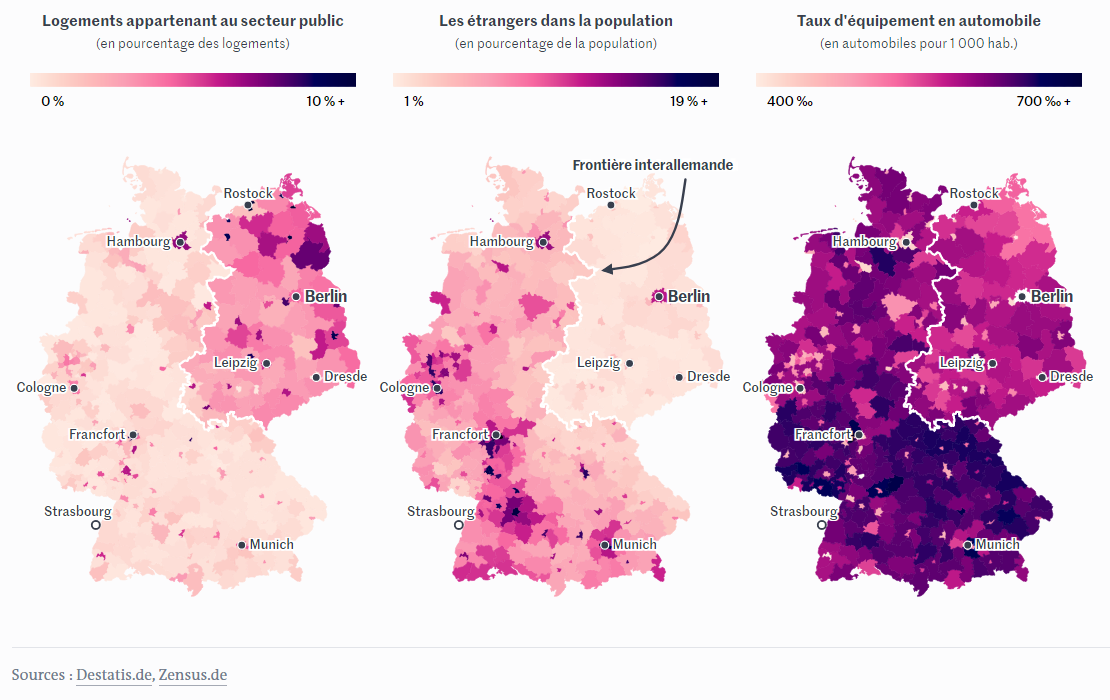 Chute du mur de Berlin : trente ans après, 9 cartes sur le décalage persistant entre l’ex-RDA et le reste de l’Allemagne Chute du mur de Berlin : trente ans après, 9 cartes sur le décalage persistant entre l’ex-RDA et le reste de l’Allemagne