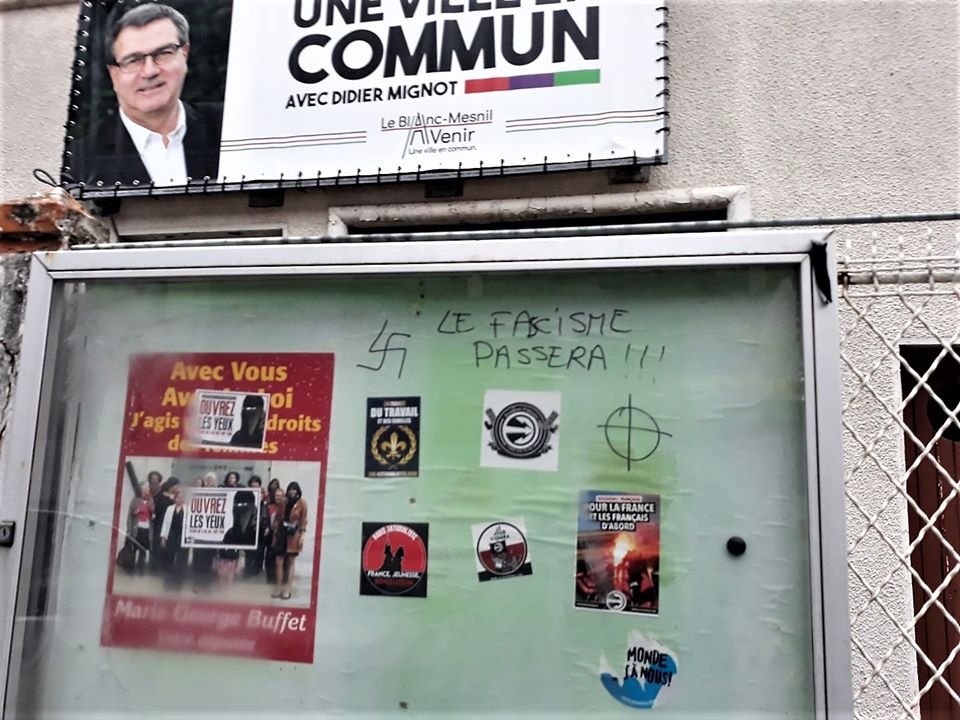 La permanence du candidat communiste au Blanc Mesnil (93) vandalisée par les fascistes