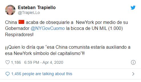 Un pays socialiste au secours du symbole du capitalisme! La Chine a fait don de 1000 respirateurs à New York