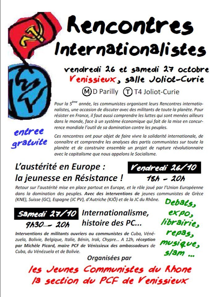 Ce weekend : Rencontres internationalistes de Vénissieux ! Ce weekend : Rencontres internationalistes de Vénissieux !
