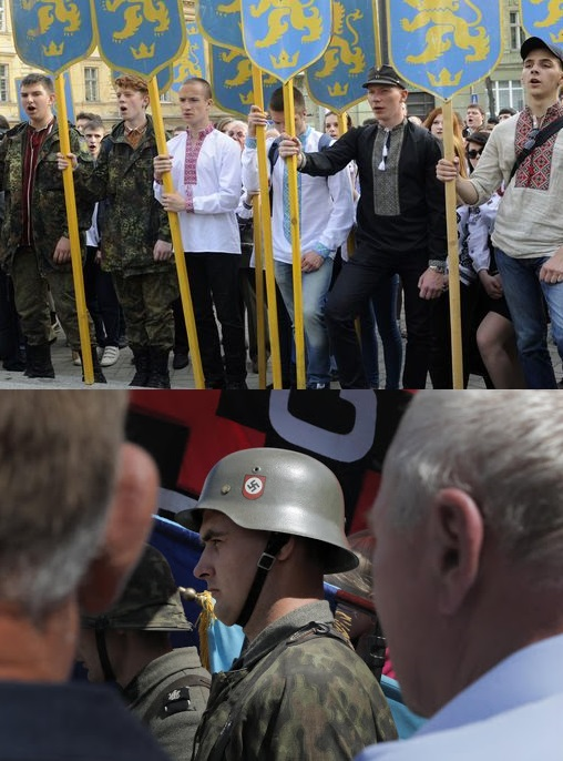 A Lviv (Ukraine) on peut défiler avec des uniformes de la SS, mais pas porter de t-shirt avec des symboles communistes