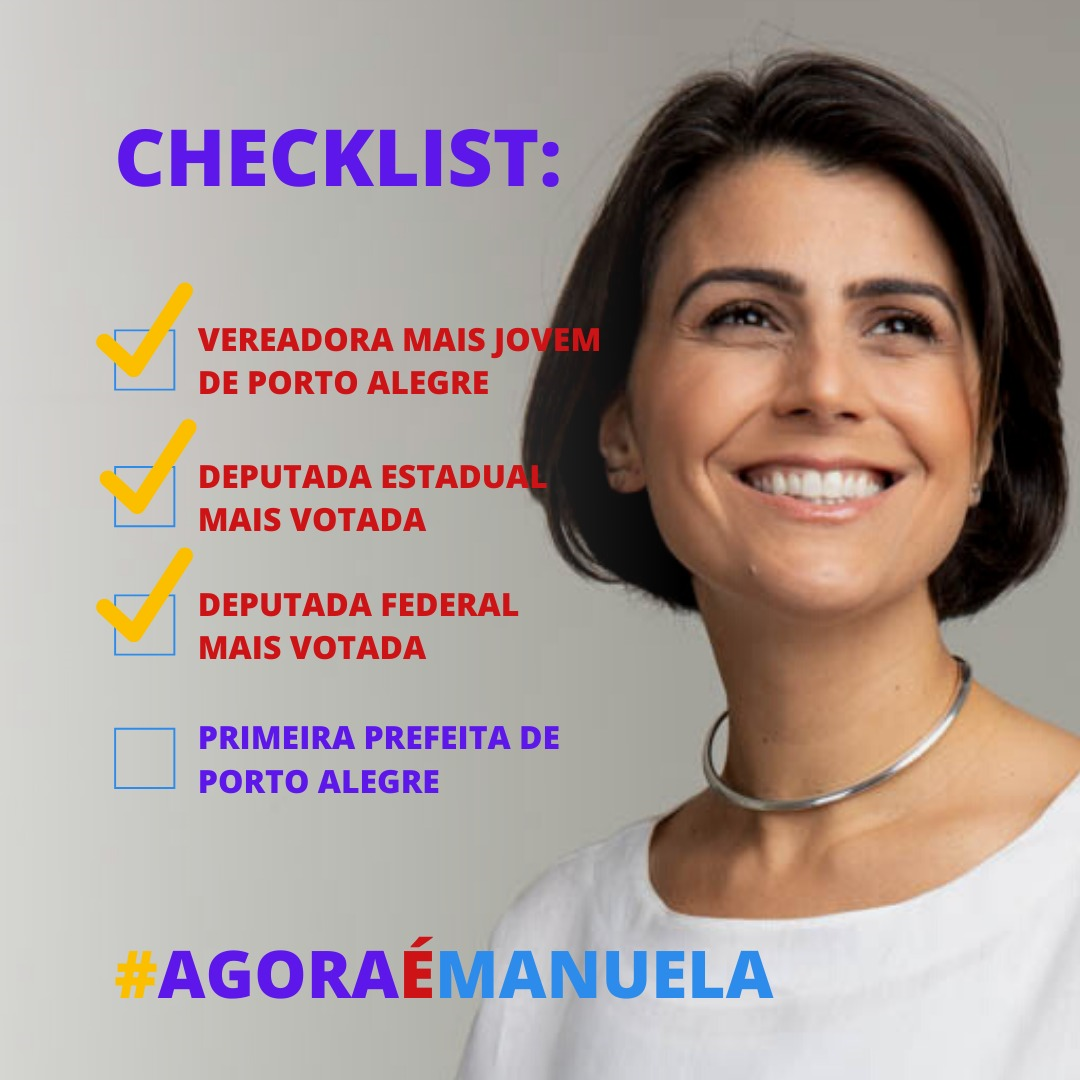 Manuela D'Ávila (PCdoB) en tête des intentions de vote pour la mairie de Porto Alegre Manuela D'Ávila (PCdoB) en tête des intentions de vote pour la mairie de Porto Alegre