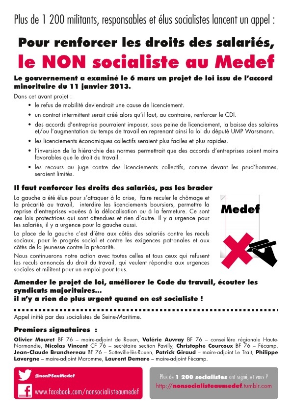 Craquelure dans la majorité : L’ANI contesté à la base du PS
