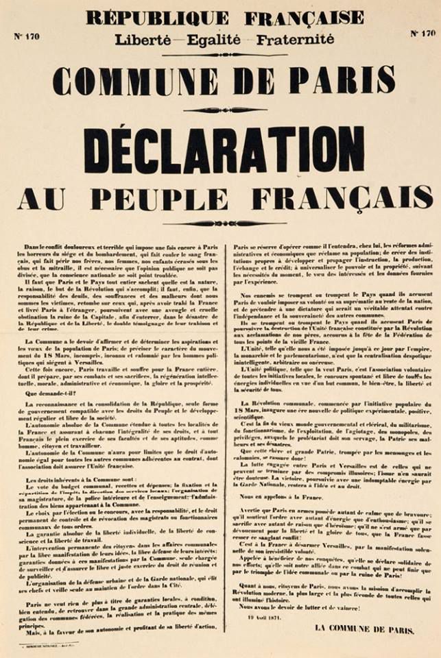 18 mars 1871, il y a 150 ans, débutait le soulèvement de la Commune de Paris