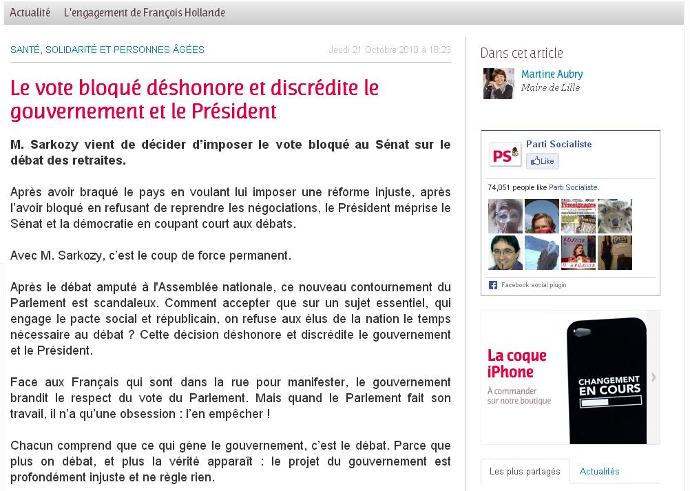 Quand le Parti socialiste dénonçait le "vote bloqué" sur les retraites en 2010 et hurlaient au déshonneur