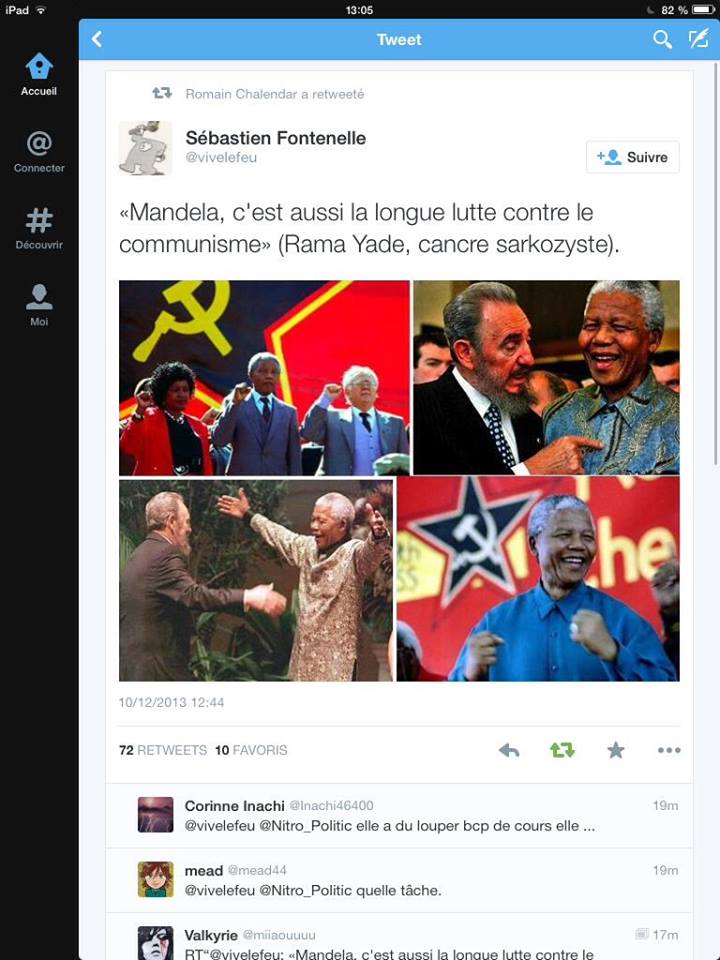 Rama Yade: "Mandela c'était aussi la lutte contre le communisme." GROS LOL Rama Yade: "Mandela c'était aussi la lutte contre le communisme." GROS LOL
