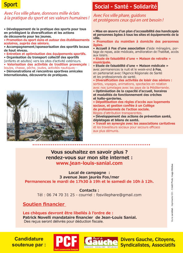 Fos-sur-Mer : Le programme du Front de Gauche avec Jean Louis Sanial Fos-sur-Mer : Le programme du Front de Gauche avec Jean Louis Sanial