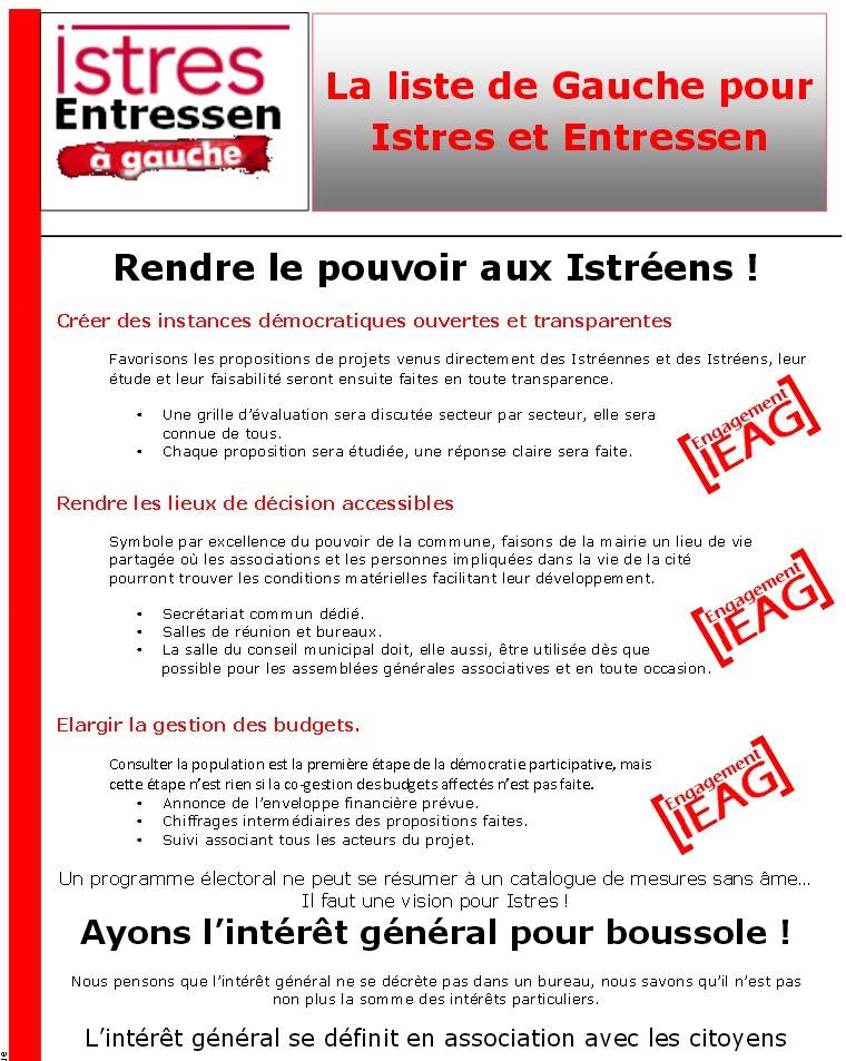 Istres Entressen à gauche : Rendre le pouvoir aux istréens Istres Entressen à gauche : Rendre le pouvoir aux istréens